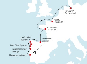 Reiseroute der MS Deutschland